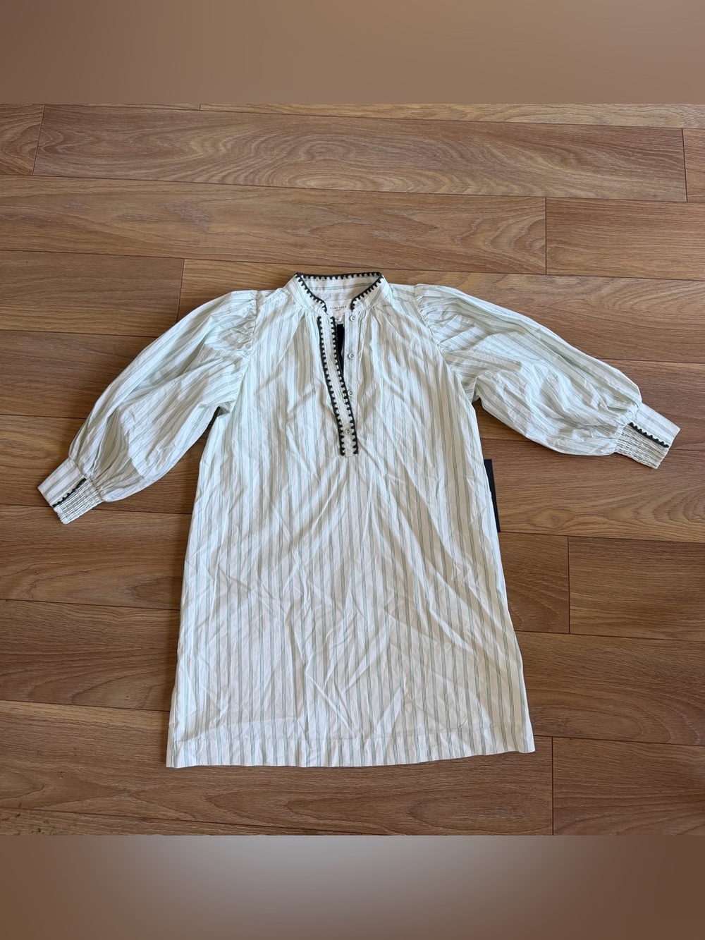 Tuckernuck pomander place Striped Poplin Tunic Dress in Mint and White XS NWT